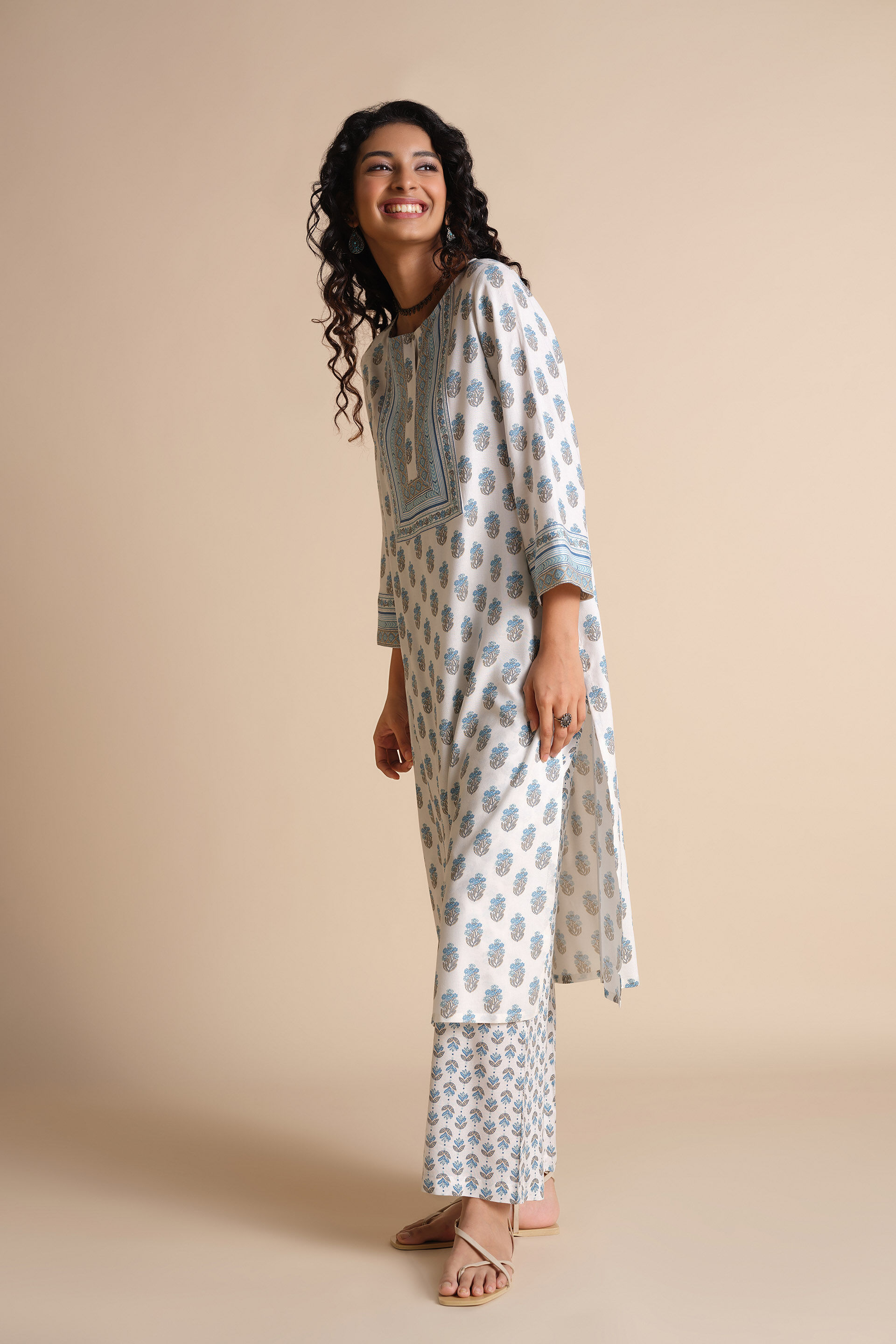 Noora Kurta Set, White, image 3